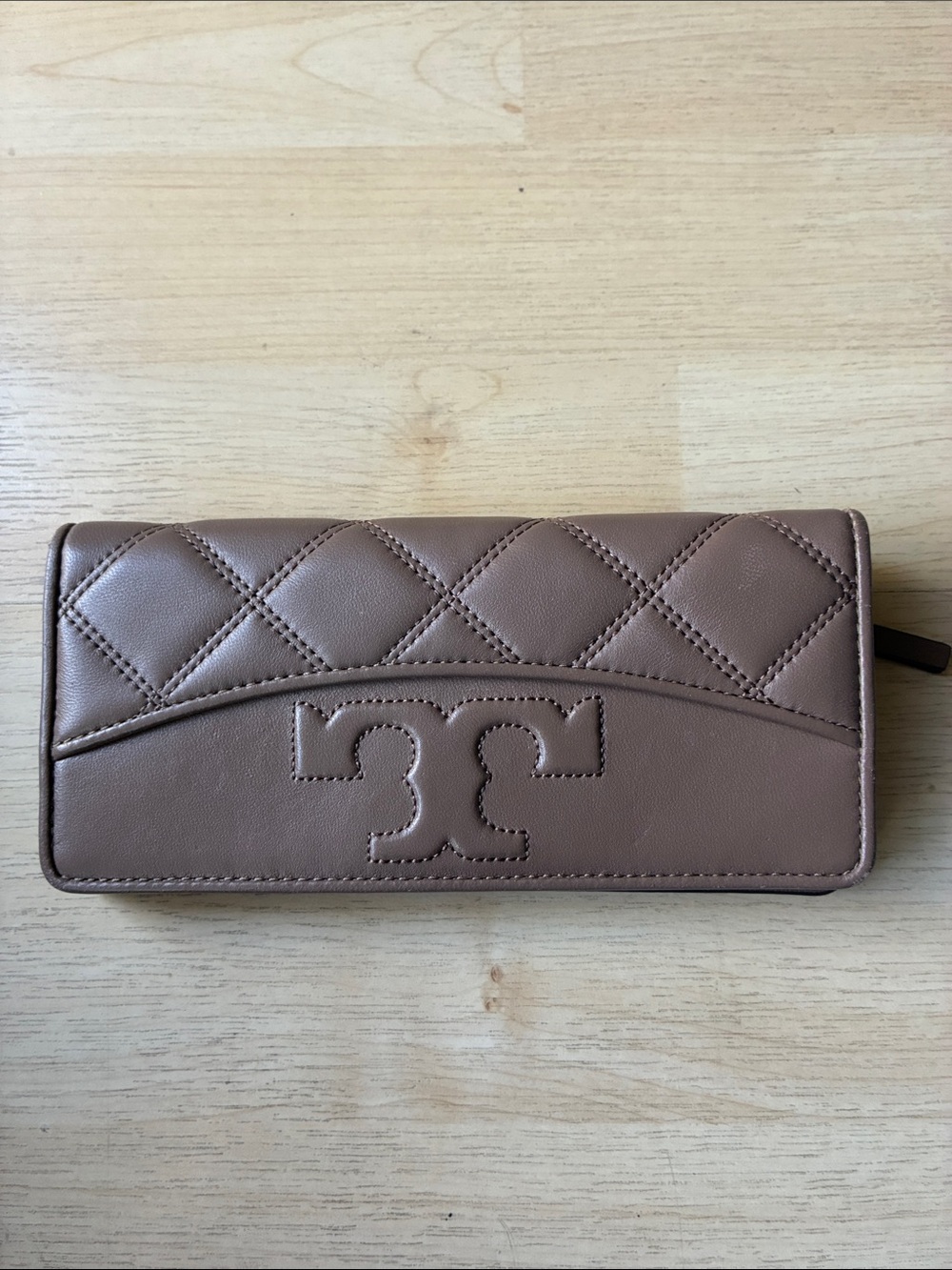 Tory Burch Fleming Quilted Leather Continental Wallet Brown